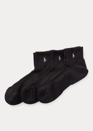 Skarpetki Ralph Lauren Quarter Sport Sock 3-Pack Męskie Czarne | LUXS8579