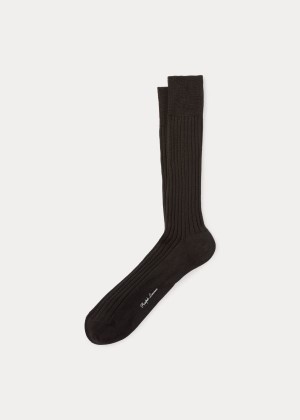 Skarpetki Ralph Lauren Rib-Knit Cotton Socks Męskie Ciemny Brązowe | EEBE2798