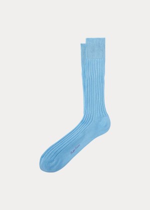 Skarpetki Ralph Lauren Rib-Knit Cotton Socks Męskie Głęboka Niebieskie | LHXG9190