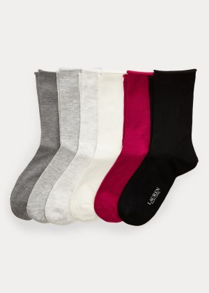 Skarpetki Ralph Lauren Roll-Top Sock 6-Pack Damskie Kolorowe | BAZG5722