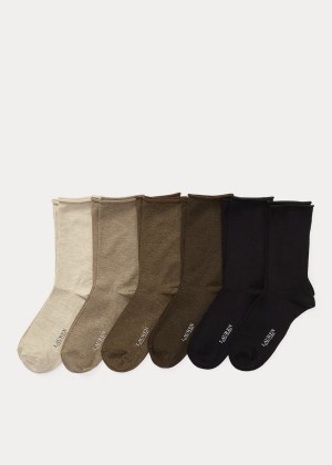 Skarpetki Ralph Lauren Roll-Top Sock 6-Pack Damskie Białe Szare Czarne | YPRD8862