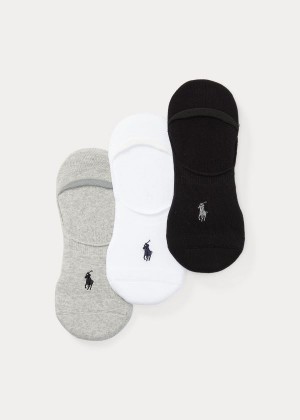 Skarpetki Ralph Lauren Sneakers Liner Sock 3-Pack Męskie Szare Kolorowe | NXCW1220