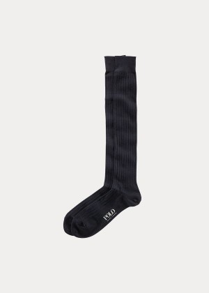 Skarpetki Ralph Lauren Solid Rib Over the Calf Socks Męskie Granatowe | EPYQ4683