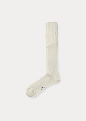 Skarpetki Ralph Lauren Solid Rib Over the Calf Socks Męskie Kremowe | AMFN5721