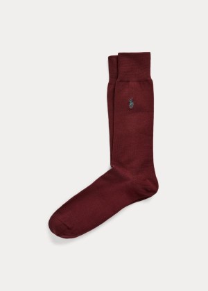 Skarpetki Ralph Lauren Stretch-Cotton Trouser Socks Męskie Bordowe | FWWD6578