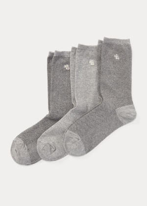 Skarpetki Ralph Lauren Stretch Cotton Sock 3-Pack Damskie Szare | SGHH3447