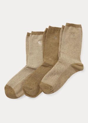 Skarpetki Ralph Lauren Stretch Cotton Sock 3-Pack Damskie Oliwkowe | GLIG5106