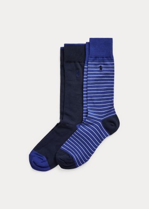 Skarpetki Ralph Lauren Striped & Solid Sock 2-Pack Męskie Królewski Niebieski Niebieskie | KGKP2286