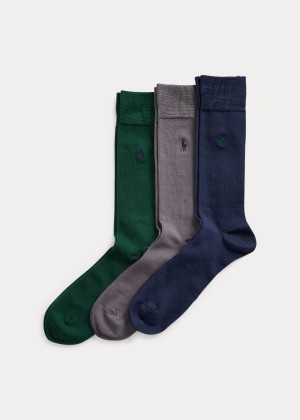 Skarpetki Ralph Lauren Supersoft Trouser Sock 3-Pack Męskie Zielone | LKZE6095