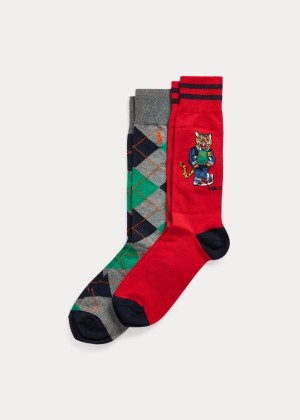 Skarpetki Ralph Lauren Tiger & Argyle Sock 2-Pack Męskie Czerwone | ACHL9974