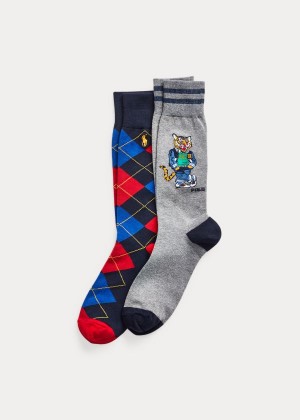 Skarpetki Ralph Lauren Tiger & Argyle Sock 2-Pack Męskie Ciemny Szare | HRSB2261