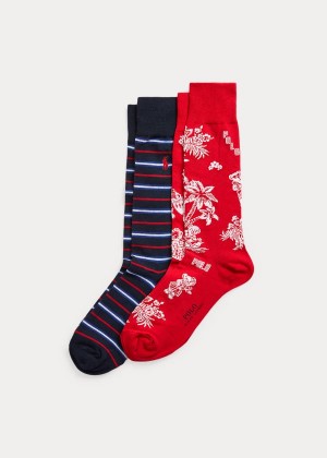 Skarpetki Ralph Lauren Tropical Bear Sock 2-Pack Męskie Czerwone Kolorowe | JXHE6046