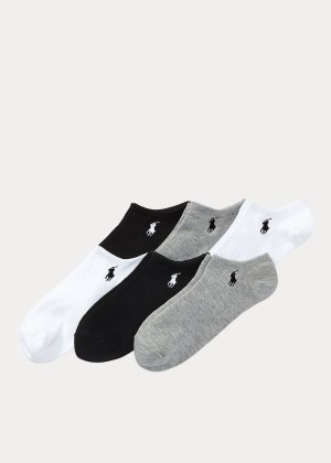 Skarpetki Ralph Lauren Ultralow Sock 6-Pack Damskie Czarne Szare Białe | QDEV8572