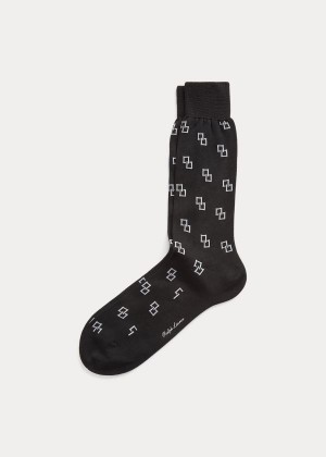 Skarpetki Ralph Lauren Windowpane Dress Socks Męskie Czarne | KJZK2001