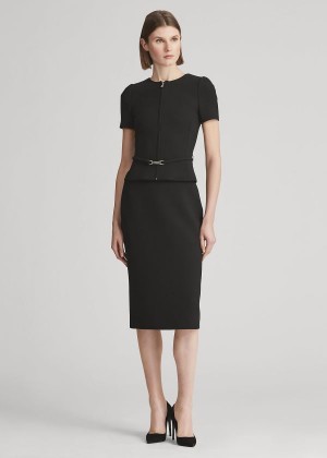 Spódnice Ralph Lauren Cindy Stretch Wool Crepe Skirt Damskie Czarne | LVVG2994