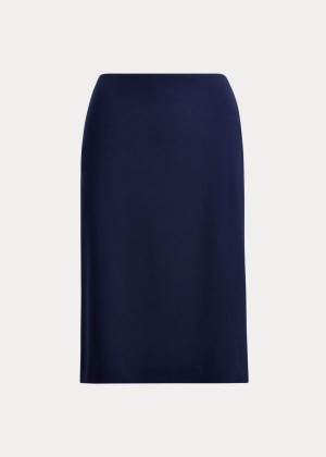 Spódnice Ralph Lauren Cindy Stretch Wool Crepe Skirt Damskie Granatowe | KSHC6981