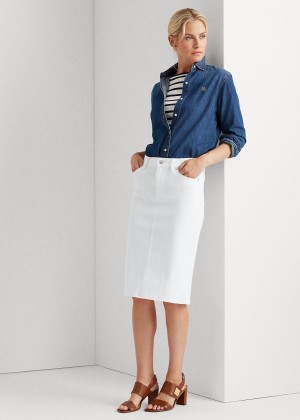 Spódnice Ralph Lauren Denim Skirt Damskie Białe | TNKE9677