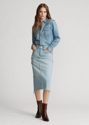 Spódnice Ralph Lauren Denim Skirt Damskie Głęboka Indygo | YGXA9524