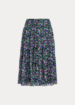 Spódnice Ralph Lauren Floral Tiered Peasant Skirt Damskie Czarne Kolorowe | CTUR8699