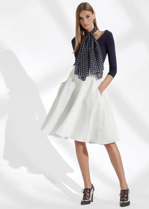 Spódnice Ralph Lauren Madelyn Linen Skirt Damskie Białe | NMRX2931