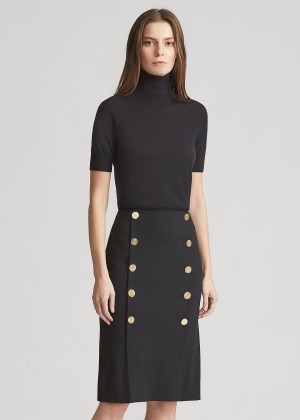 Spódnice Ralph Lauren Ophelie Wool-Blend Skirt Damskie Czarne | UAAE9291