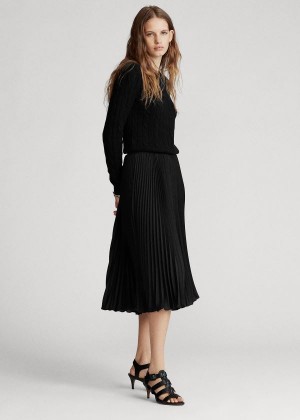 Spódnice Ralph Lauren Pleated Midi Skirt Damskie Czarne | TPRS5554