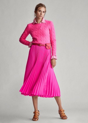 Spódnice Ralph Lauren Pleated Midi Skirt Damskie Różowe | CQSG2508