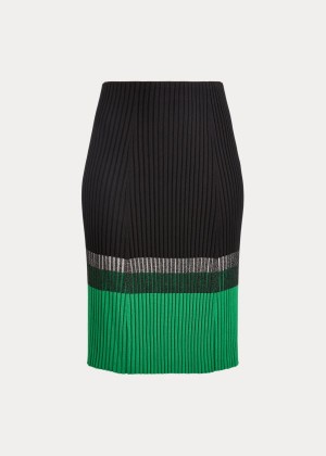 Spódnice Ralph Lauren Three-Tone Ribbed Skirt Damskie Czarne Kremowe Zielone | EPOS3187