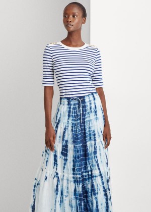 Spódnice Ralph Lauren Tie-Dye Tiered Peasant Skirt Damskie Niebieskie Kolorowe | ZLJF9256