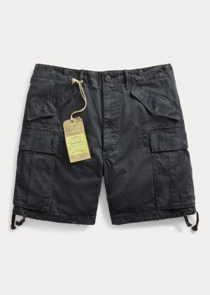 Spodenki Ralph Lauren Cotton Herringbone Cargo Short Męskie Czarne | TZJW8229