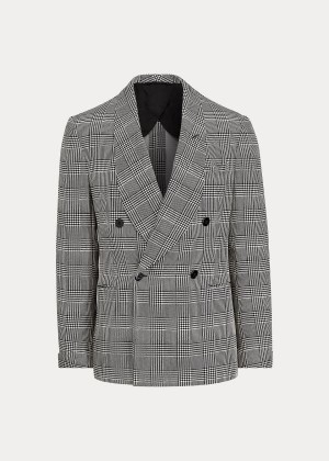 Spodenki Ralph Lauren Handmade Plaid Dinner Jacket Męskie Czarne Białe | JPMR4883