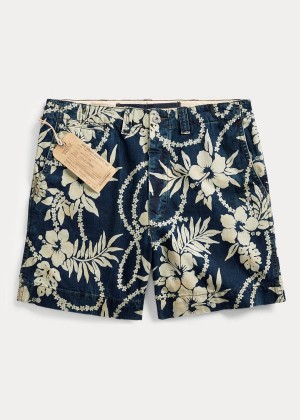 Spodenki Ralph Lauren Indigo Tropical Twill Short Męskie Granatowe Kremowe | ZLUB2266