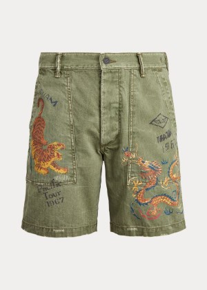 Spodenki Ralph Lauren Relaxed Fit Souvenir Short Męskie Oliwkowe | ZCYH5387