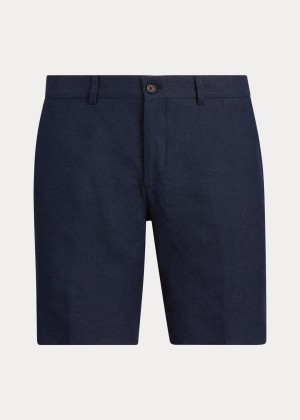 Spodenki Ralph Lauren Straight Fit Linen Short Męskie Granatowe | IIVS1137