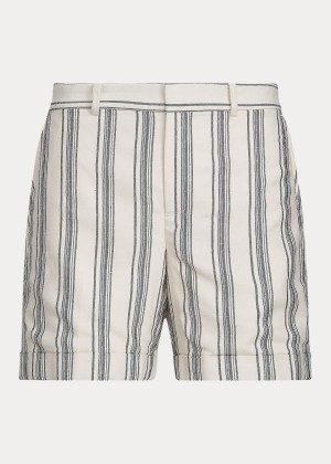 Spodenki Ralph Lauren Striped Linen Twill Short Damskie Kremowe Kolorowe | GTRJ2415