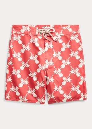 Spodenki Ralph Lauren Ukulele-Print Twill Short Męskie Czerwone Białe | WDBU5905