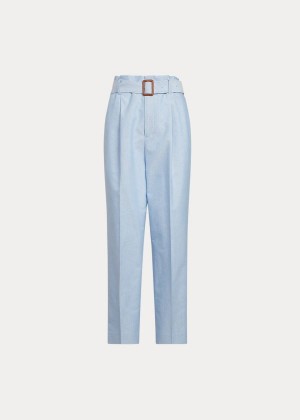 Spodnie Ralph Lauren Belted Cotton Pant Damskie Niebieskie | RCUP8447