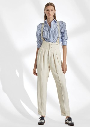 Spodnie Ralph Lauren Cohen Satin Pant Damskie Kremowe | ZVIN8350