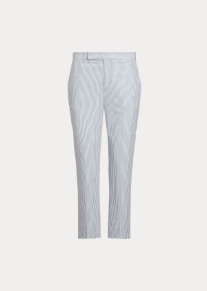 Spodnie Ralph Lauren Cotton Seersucker Pant Damskie Niebieskie Białe | MHMQ8249