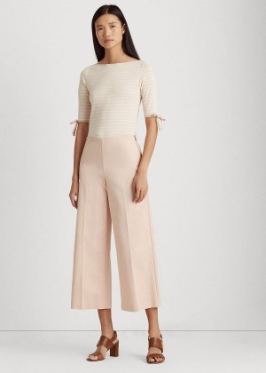 Spodnie Ralph Lauren Cotton Wide-Leg Pant Damskie Różowe | SAOG7142