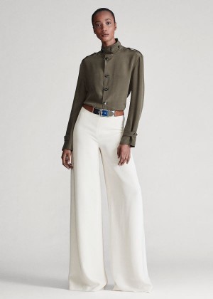 Spodnie Ralph Lauren Daria Crepe Marocain Pant Damskie Kremowe | ZQBQ0551