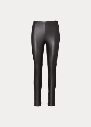 Spodnie Ralph Lauren Eleanora Stretch Leather Pant Damskie Czarne | NJPV1122