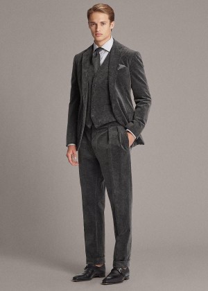 Spodnie Ralph Lauren Gregory Corduroy Suit Trouser Męskie Szare | CWYP4887