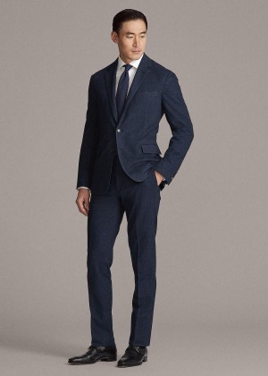 Spodnie Ralph Lauren Gregory Piqu? Suit Trouser Męskie Granatowe Czarne | DBMX5278