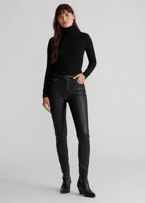 Spodnie Ralph Lauren Leather Legging Damskie Czarne | CSPQ5671