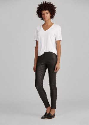 Spodnie Ralph Lauren Leather Skinny Pant Damskie Czarne | NAIG4749