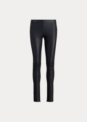 Spodnie Ralph Lauren Leather Skinny Pant Damskie Granatowe | CYLQ6597