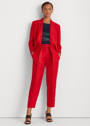 Spodnie Ralph Lauren Linen-Twill Cropped Pant Damskie Czerwone | VJEL6961