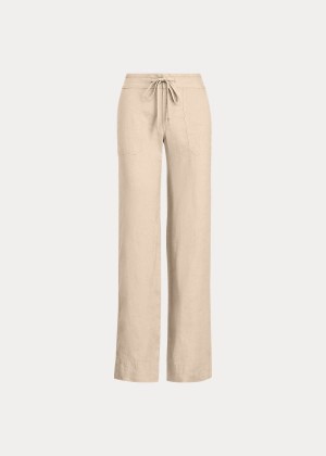 Spodnie Ralph Lauren Linen Wide-Leg Pant Damskie Brązowe | ELQO6114