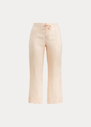 Spodnie Ralph Lauren Linen Wide-Leg Pant Damskie Różowe | SUKA6281